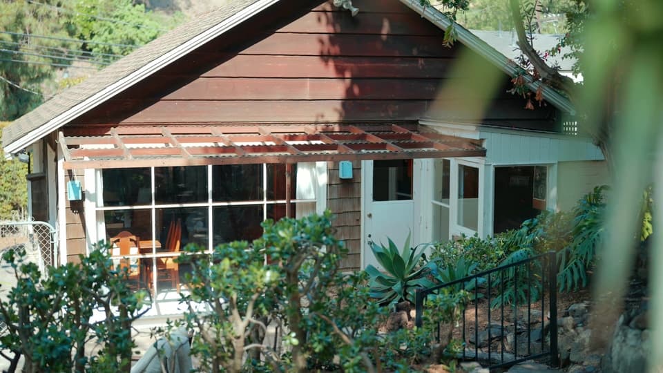 Craftsman cottage exterior and sunroom from the Beverly Glen listing film