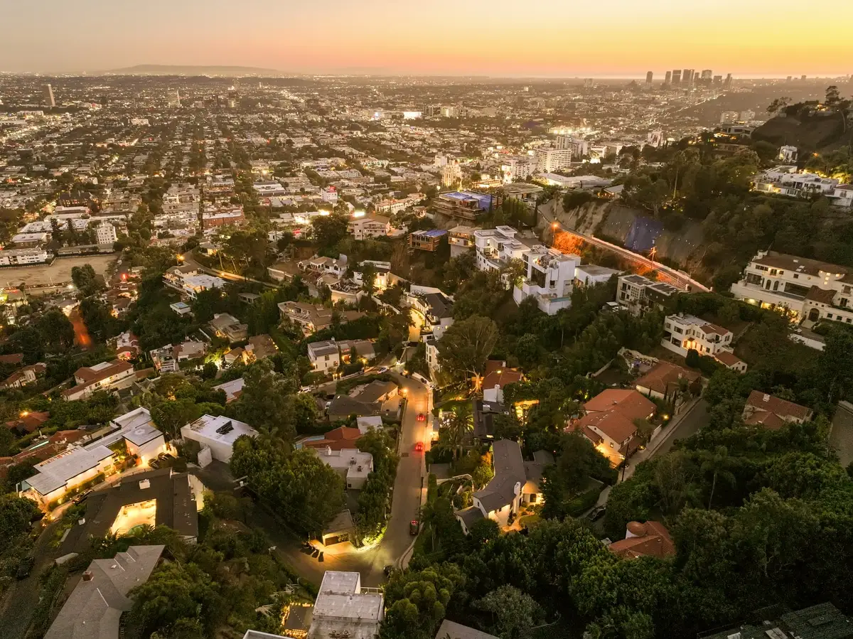 Hollywood Hills deck at sunset